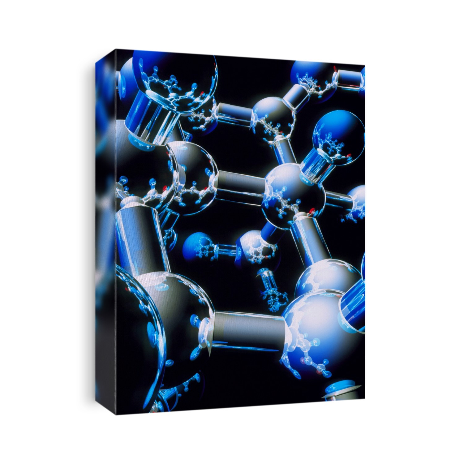 Corticosterone. Computer artwork of part of the molecule of the steroid hormone corticosterone (chemical formula: C21.H30.O4). The atoms are shown as spheres and the bonds between them are shown as cylinders. The atoms are colour-coded: carbon (metallic grey), hydrogen (blue) and oxygen (red reflections). Corticosterone is a hormone produced in the adrenal glands above the kidneys. It is one of the most important corticosteroids and influences carbohydrate, sodium and potassium metabolism and it is needed for the formation of glycogen.