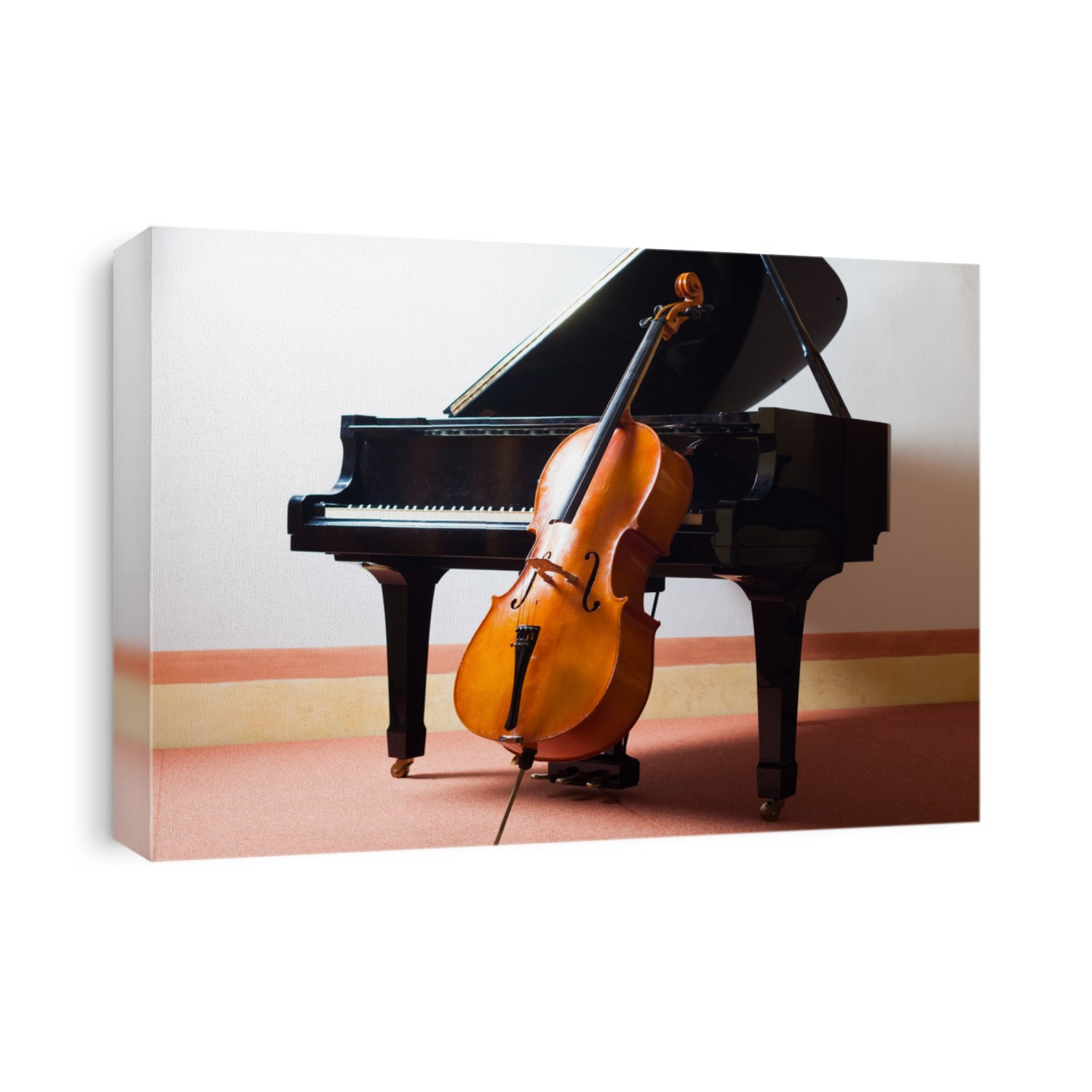 Classical music concept: violin leaning on a piano