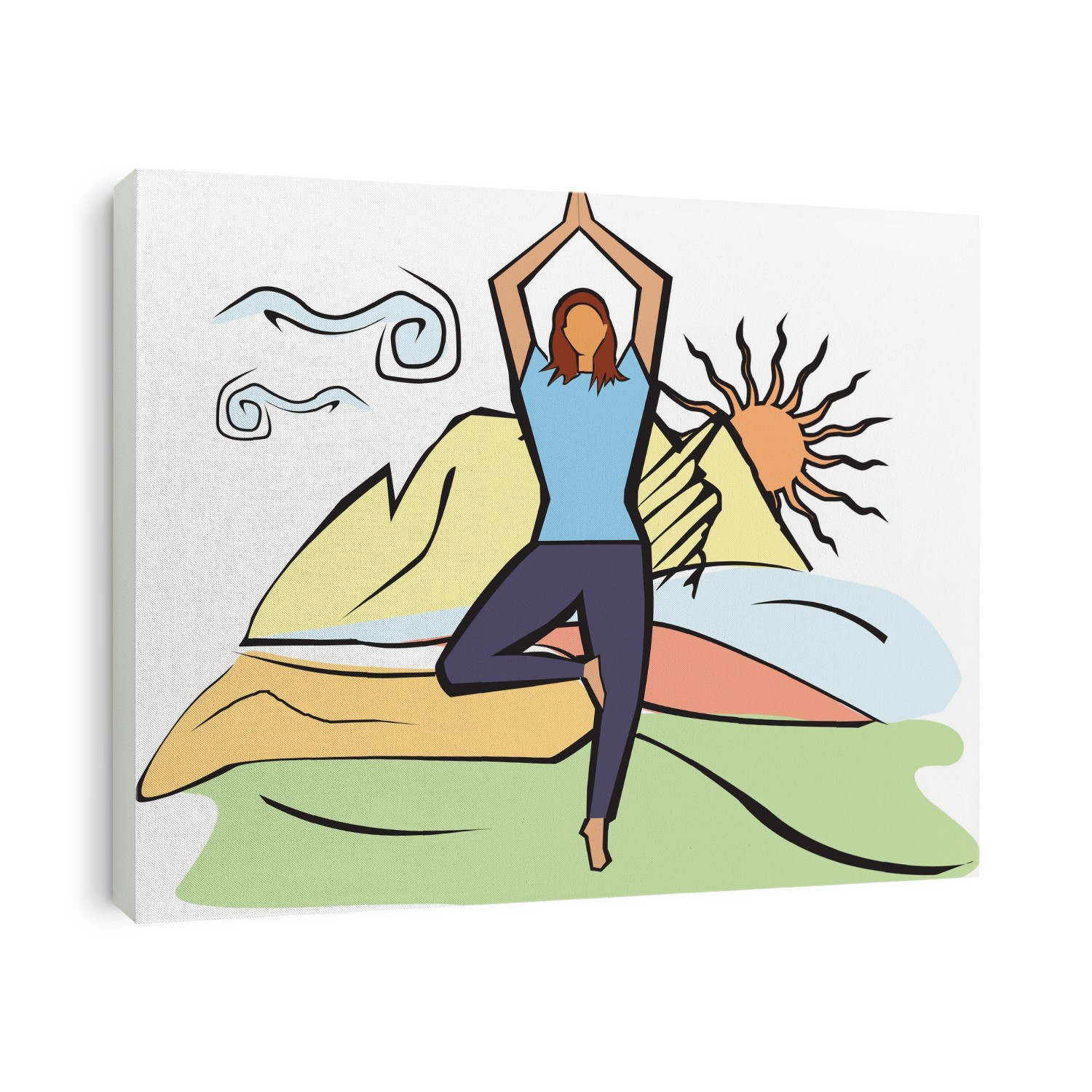 Woman practicing yoga, illustration.
