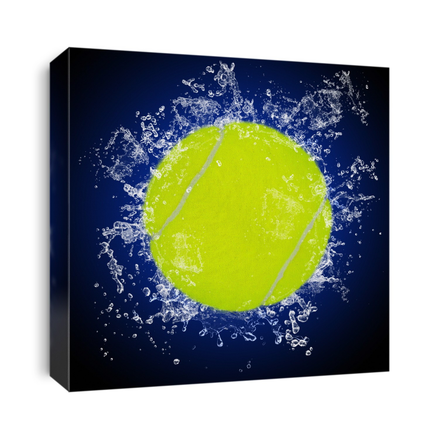 Tennis ball in water splash