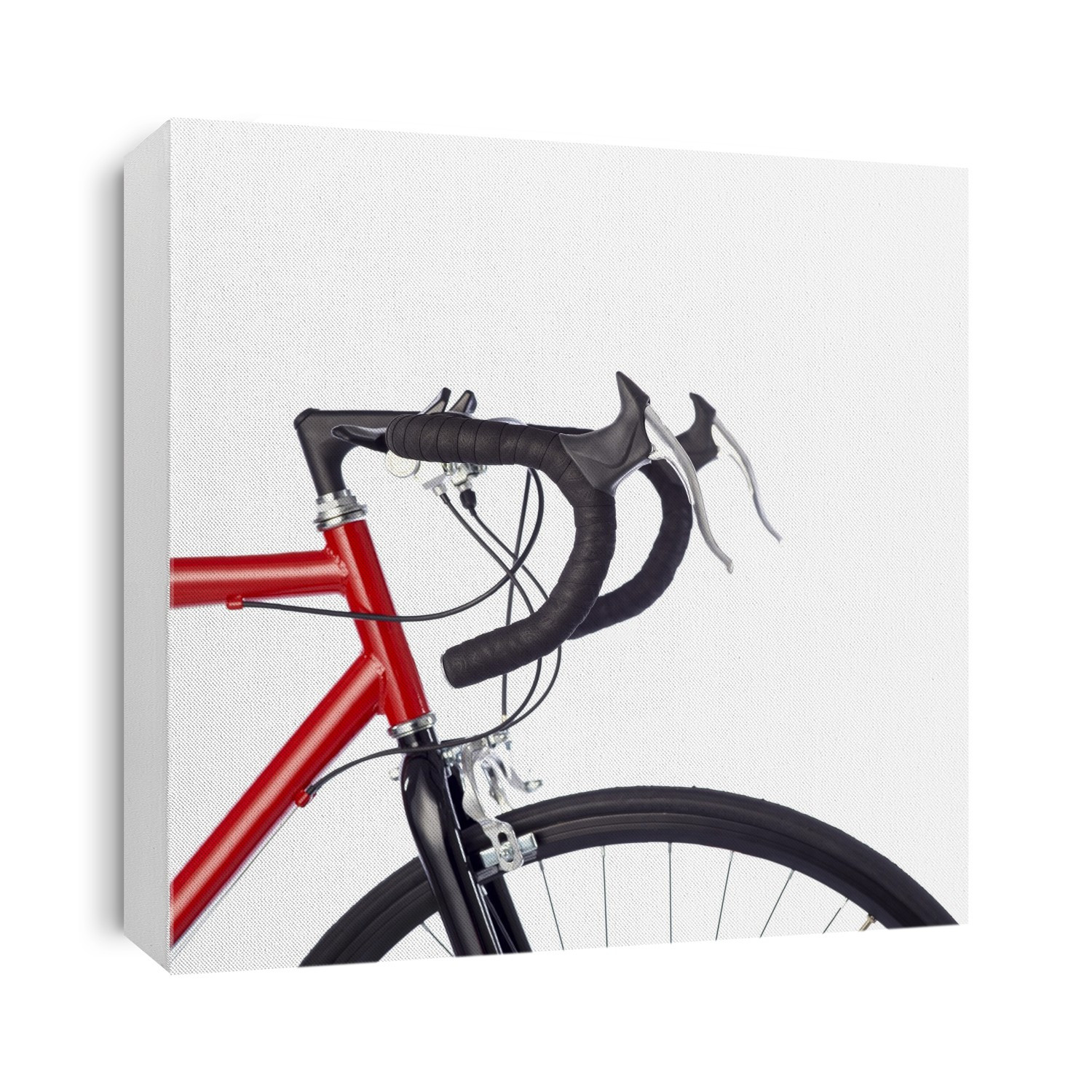 Bicycle handlebars against a white background.
