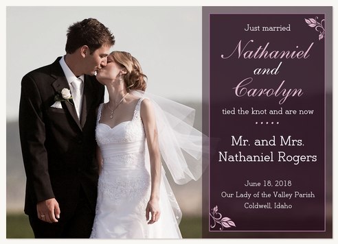 Wedding Announcements, Burgandy Band Design
