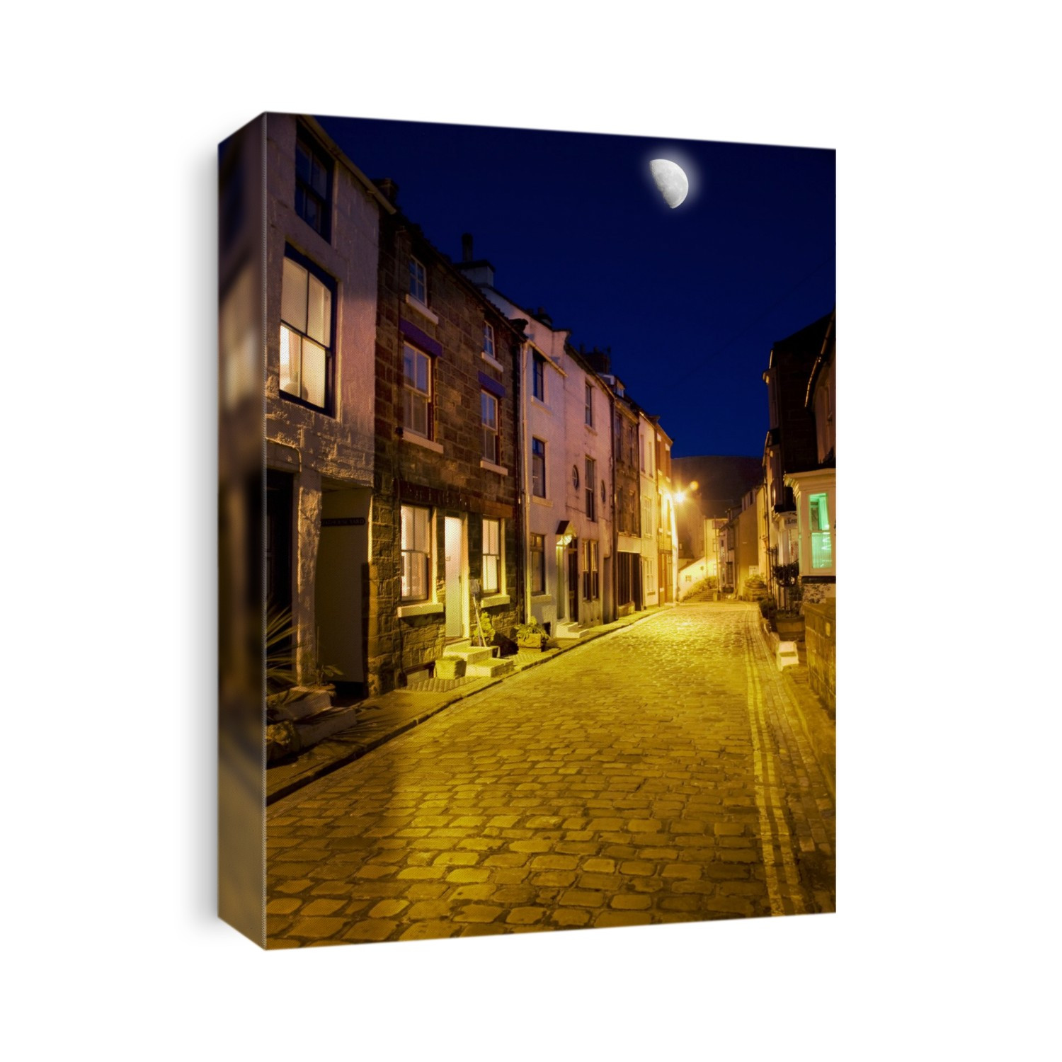 City Street At Night, Staithes, Yorkshire, England