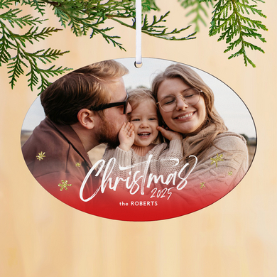 Merry and Bright Photo Oval Ornament