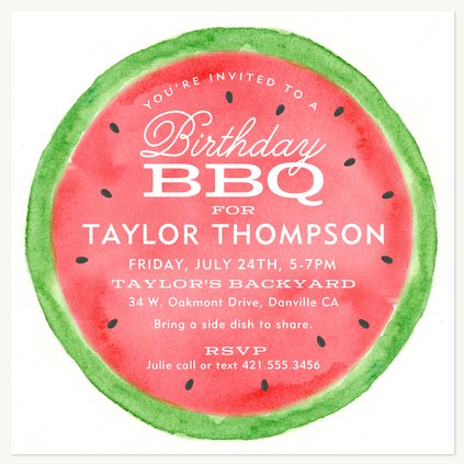 Watermelon Slice Adult Birthday Party Invitations