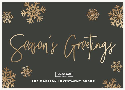 Glimmering Snowflakes Business Holiday Cards