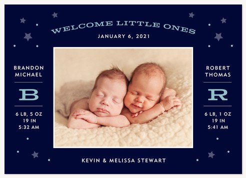 Little Dreamers Twin Birth Announcements
