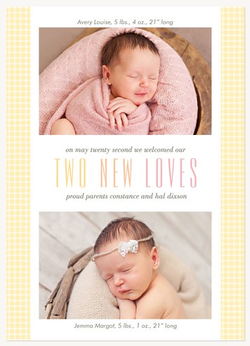 Two New Loves Twin Birth Announcements