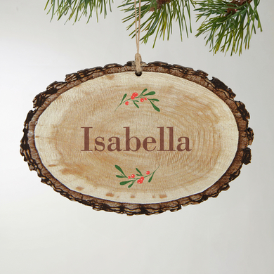 Jolly Name Rustic Wood Oval Ornament