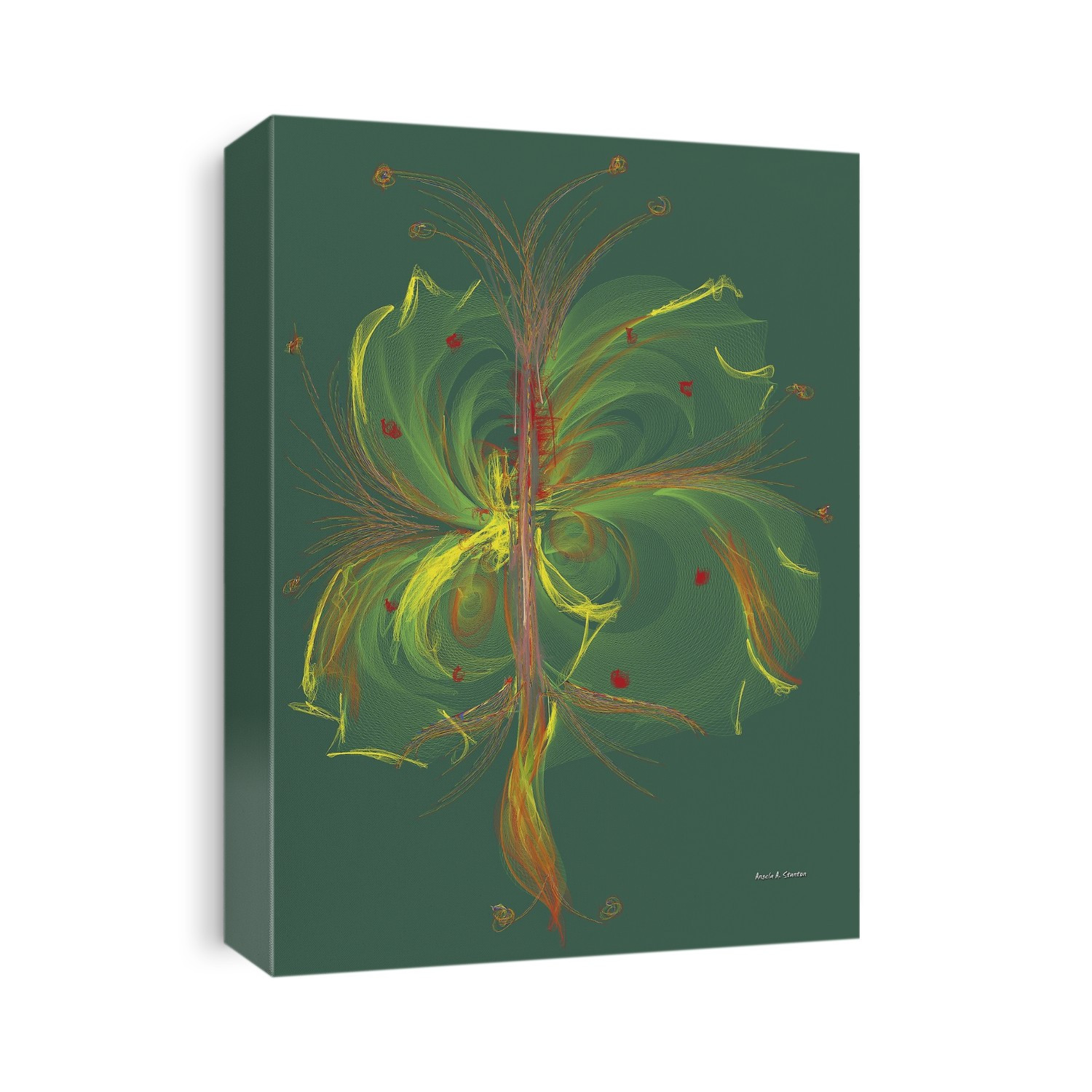 Computer Generated Floral Design On A Green Background