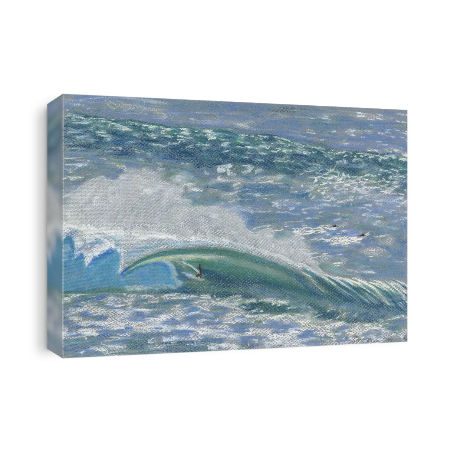 Waverider, Surfer On Large Turquoise Wave (Pastel).