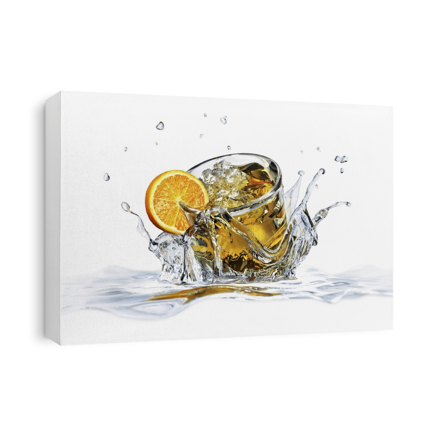 Cocktail splashing into water, computer artwork.
