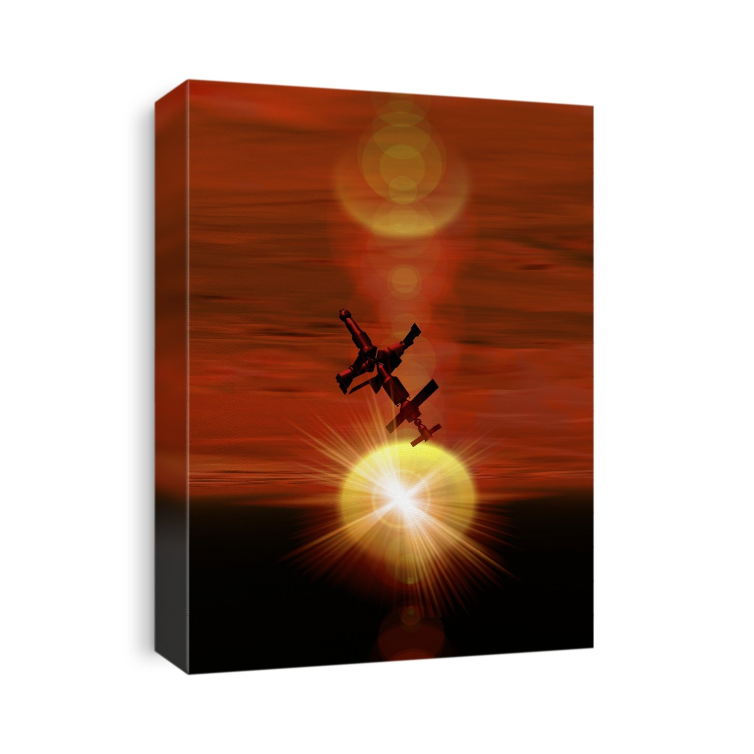 Space station orbiting Mars, computer artwork.
