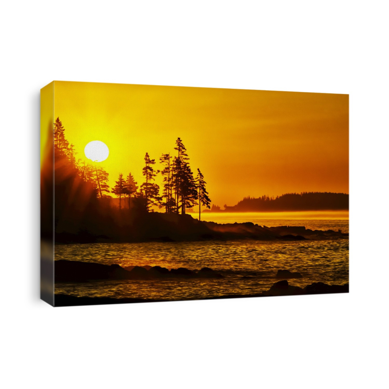 Bright sunrise along the coast of Port Clyde; Cushing, Maine, United States of America