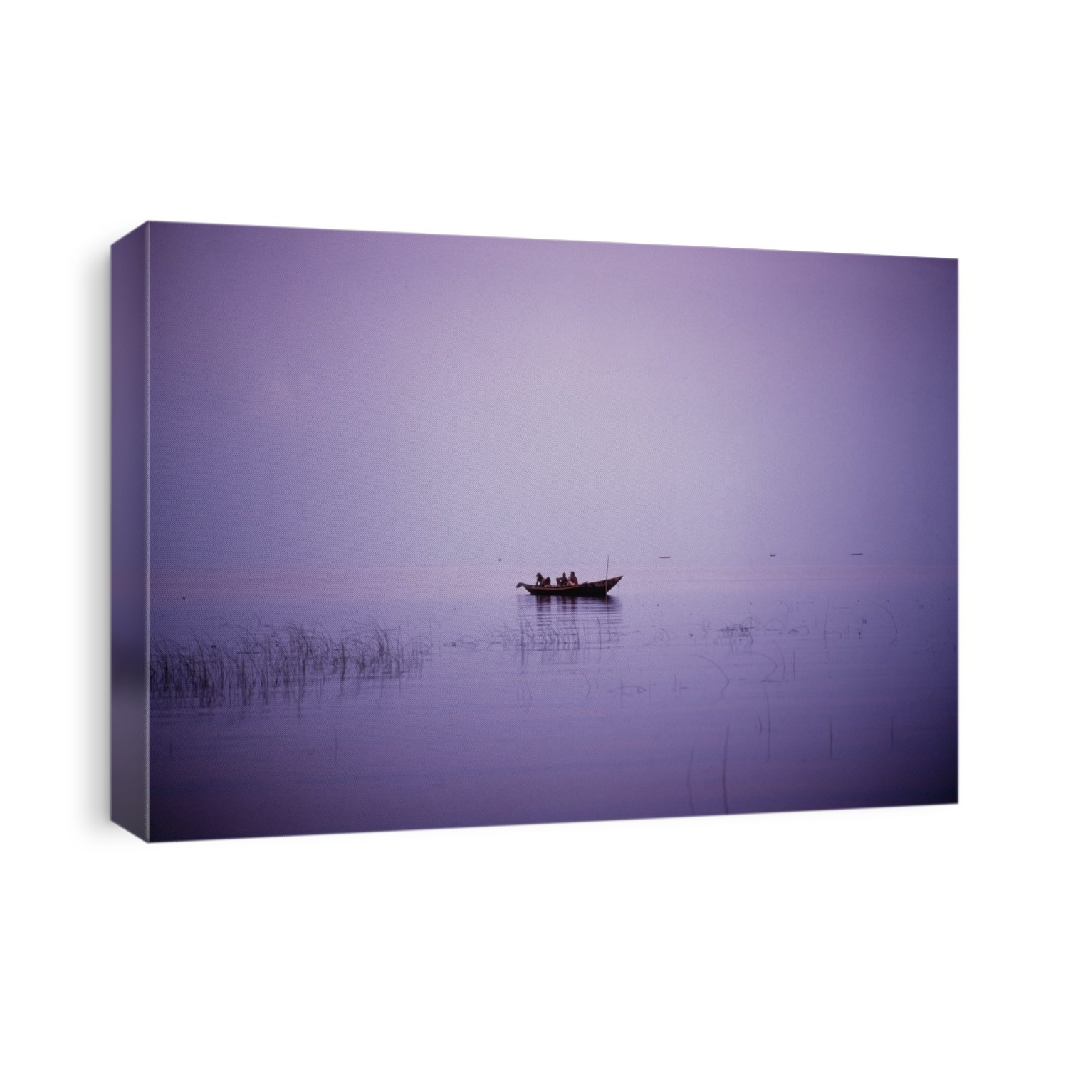 View Of A Boat In A Placid Lake.