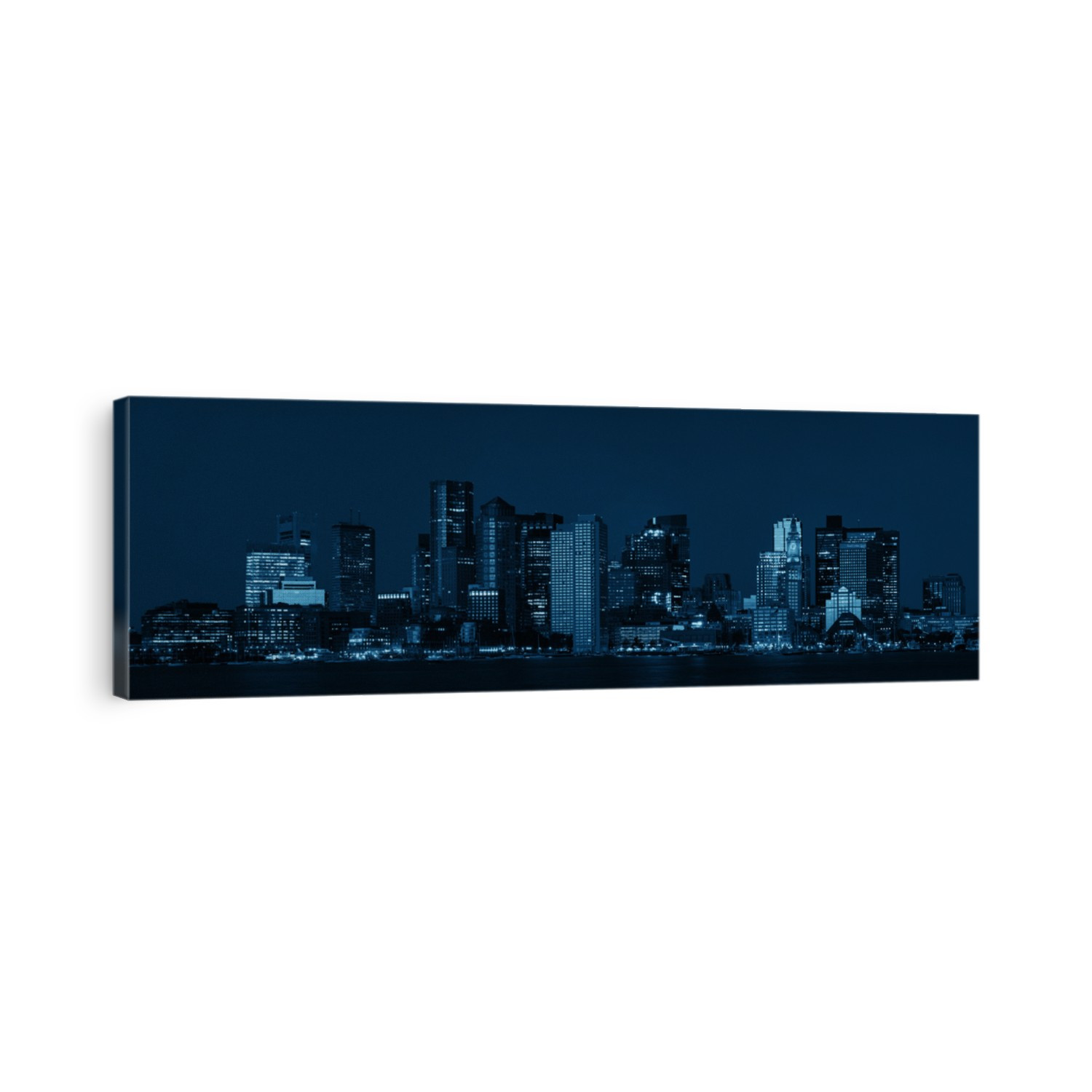 Boston skyline night monochrome view with historical buildings in Massachusettes USA