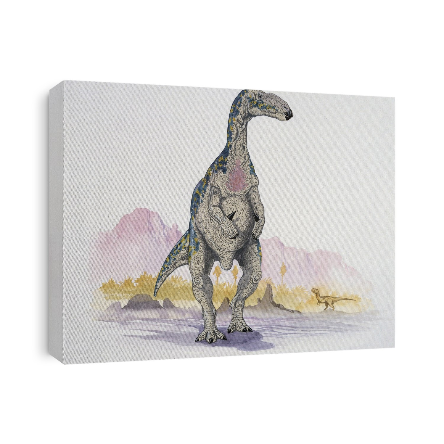 Low angle view of a dinosaur standing. Muttaburrasaurus.