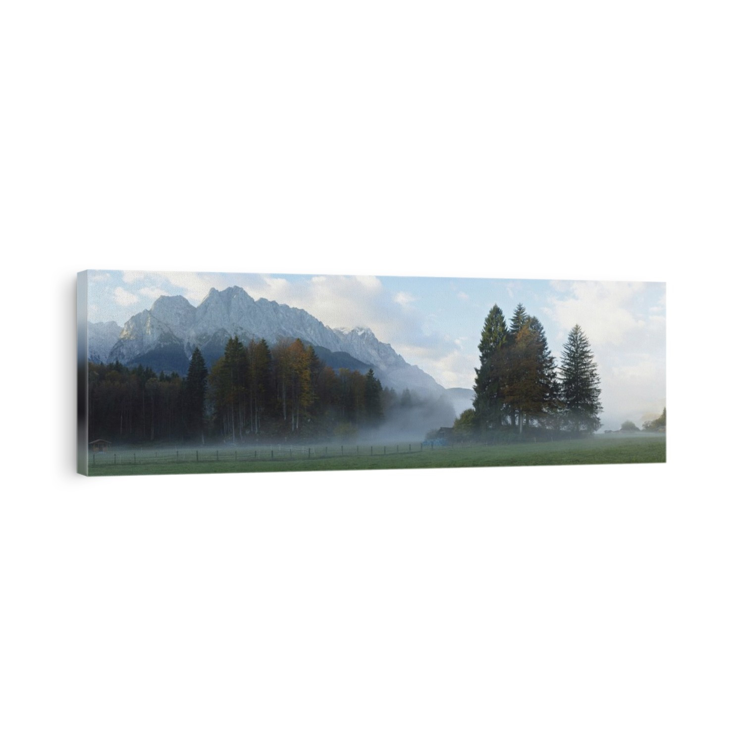 Landscape of the highest mountain in Germany (Zugspitze) in the distance, on an early morning in autumn, view from Tirol, Austria