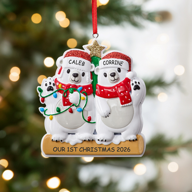 Festive Bear Family Couple Ornament