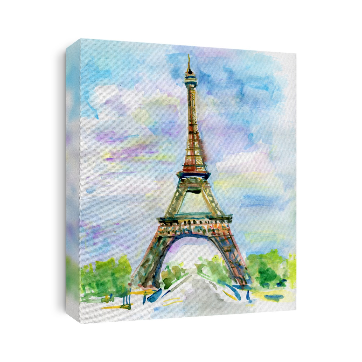  City of Paris in watercolor. Painting of The Eiffel Tower