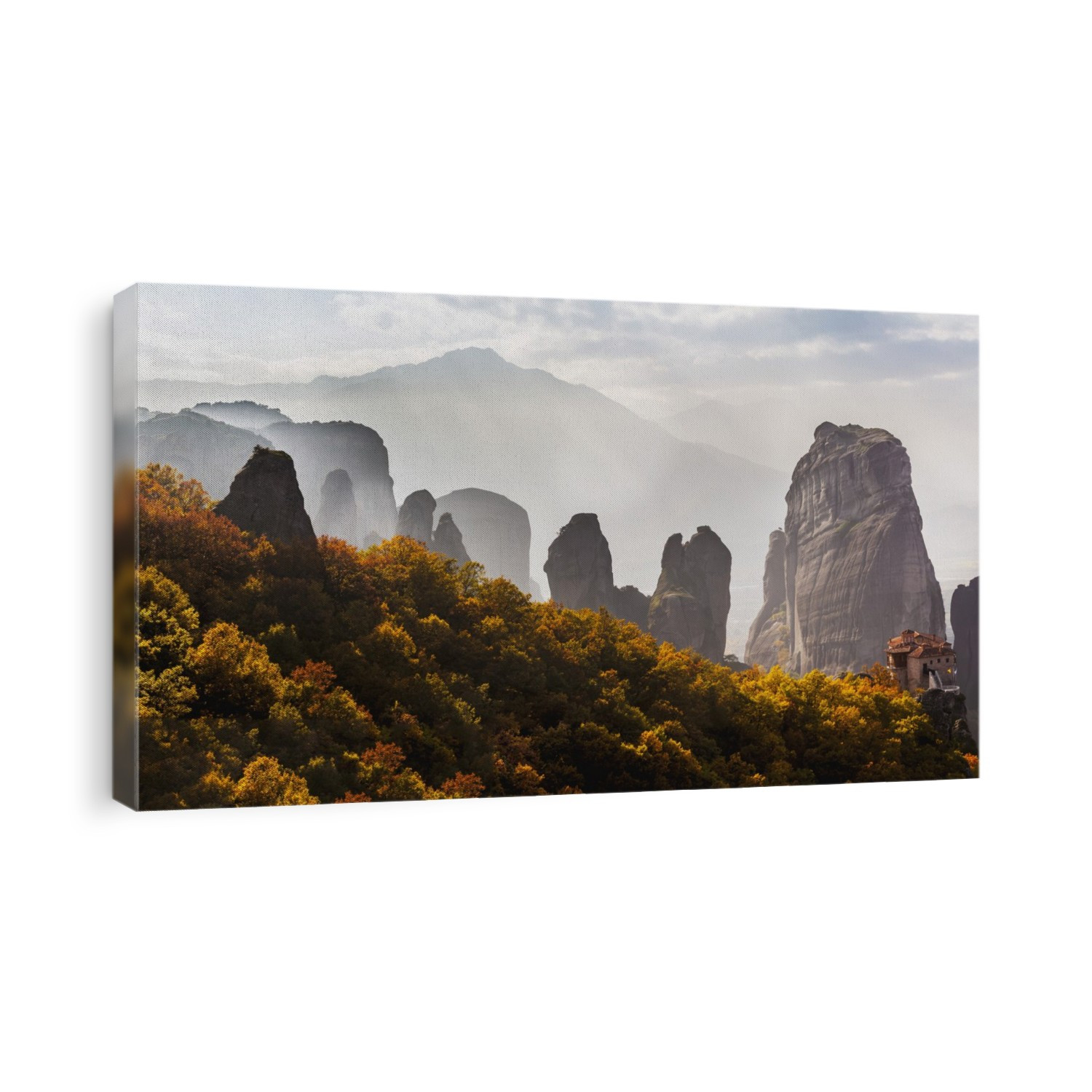 Rugged Cliffs And A Monastery; Meteora, Greece