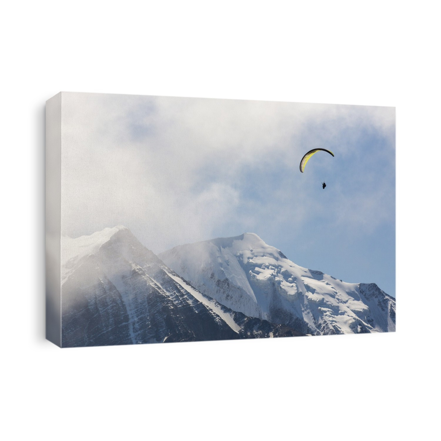 A Paraponter over Mont Blanc, Chamonix, France.