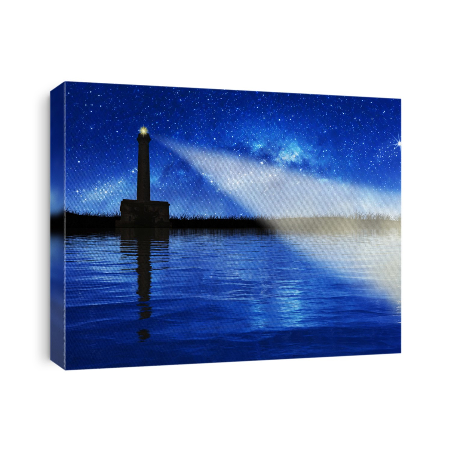 Lighthouse on the coast illuminate the sea