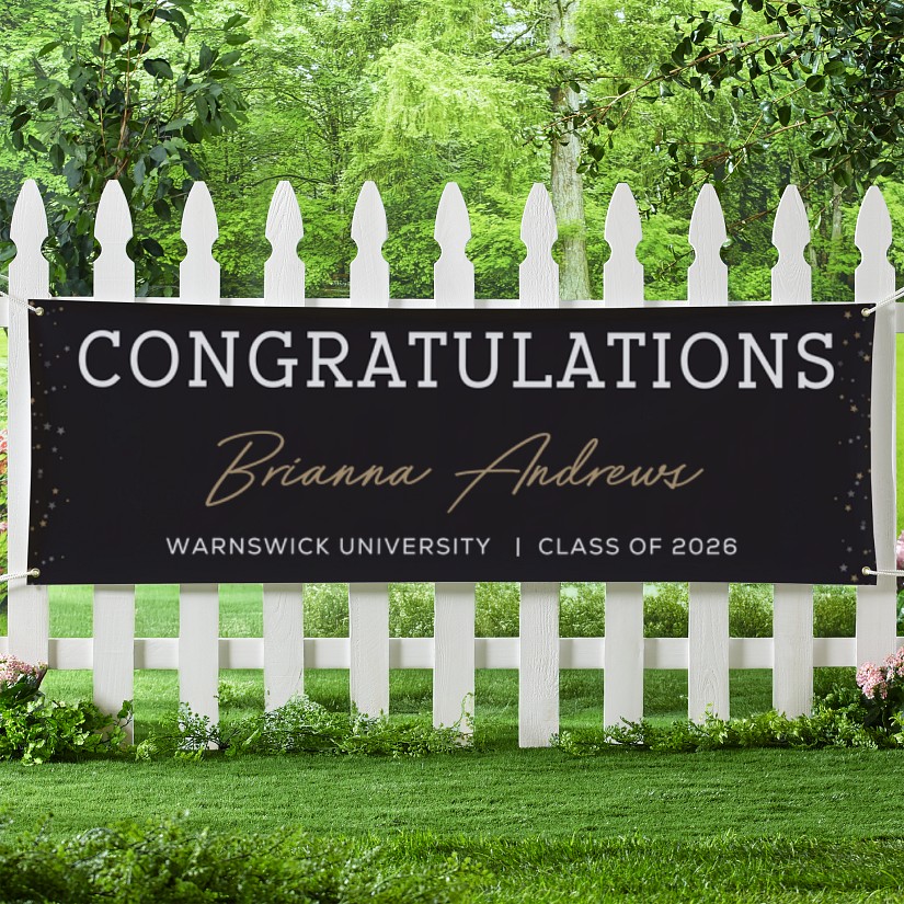 Golden Script Graduation Banner