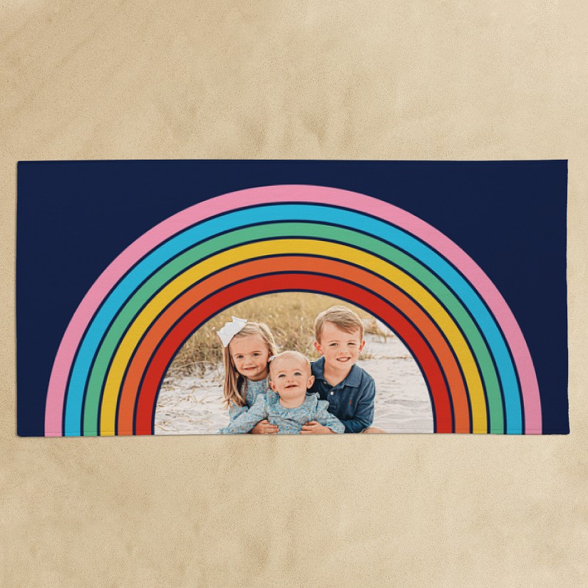 Retro Rainbow Photo Beach Towel
