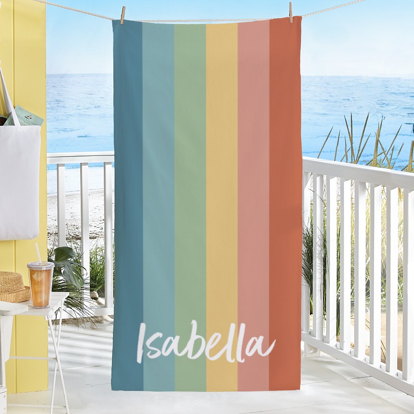 Boho Rainbow Beach Towel