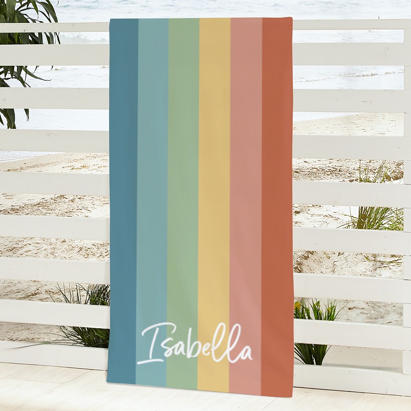 Boho Rainbow Beach Towel