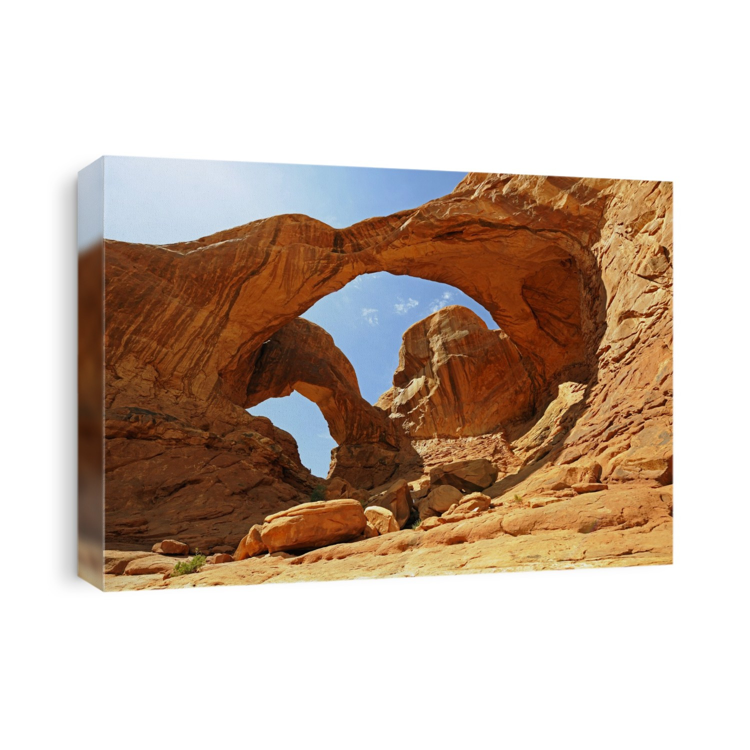 Double Arch. View through Double Arch, Arches National Park, Utah, USA. Double Arch is a close-set pair of natural arches and one of the better-known features of Arches National Park.