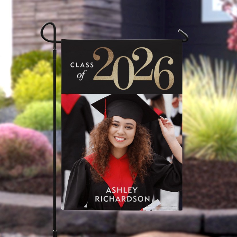 Radiant Year Graduation Photo Garden Flag