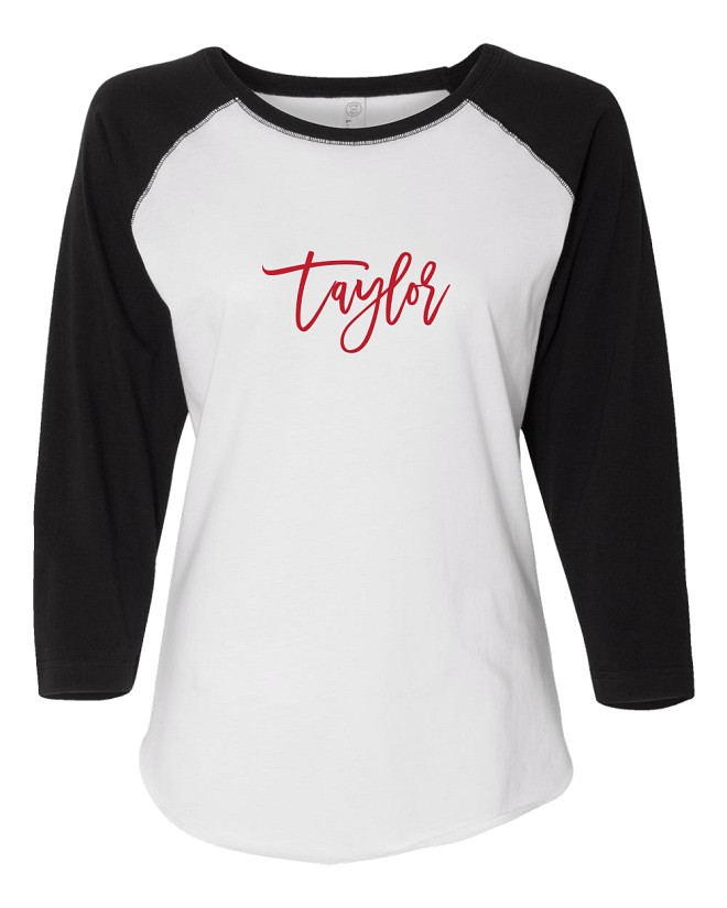 Women's Custom Name Raglan Sleeve Baseball T-shirt