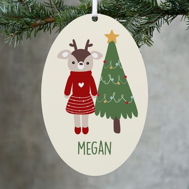 Dressy Reindeer Oval Ornament