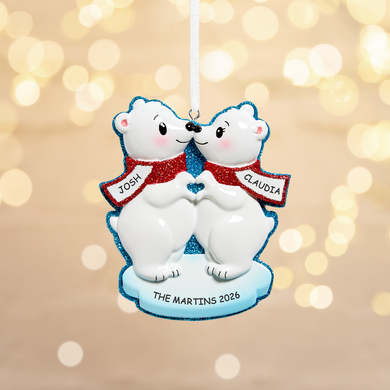 Polar Bear Snuggles Couple Ornament