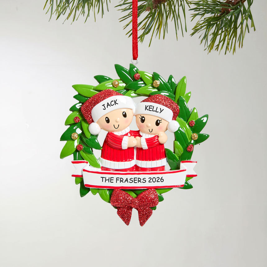 Festive Wreath Couple Ornament