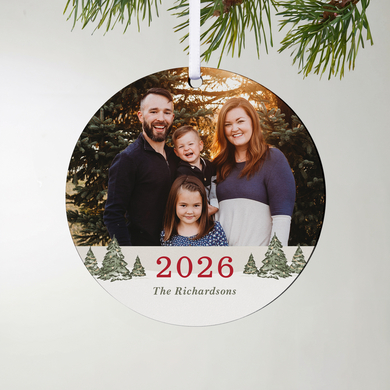Festive Trees Photo Round Ornament