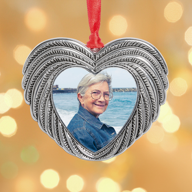 Custom Photo Ornate Heart Memorial Ornament