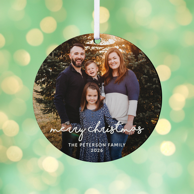 Merry Christmas Photo Round Ornament