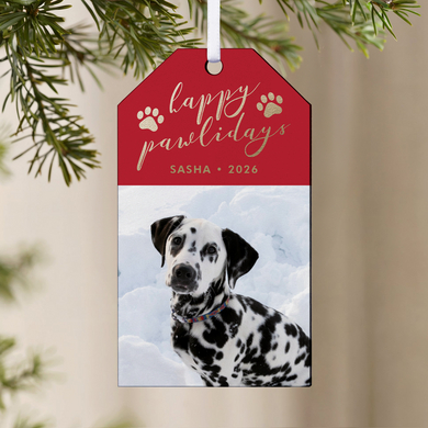 Happy Pawlidays Photo Gift Tag Ornament