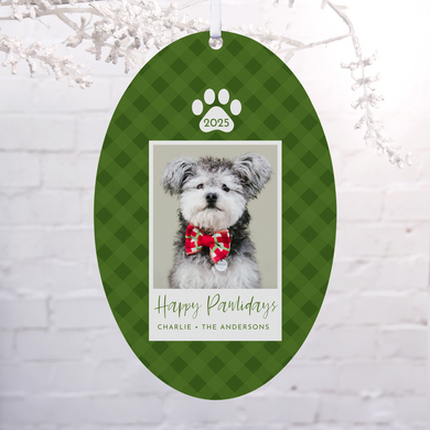 Happy Pawlidays Photo Oval Vertical Ornament