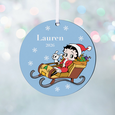 Betty Boop™ Sleigh Round Ornament