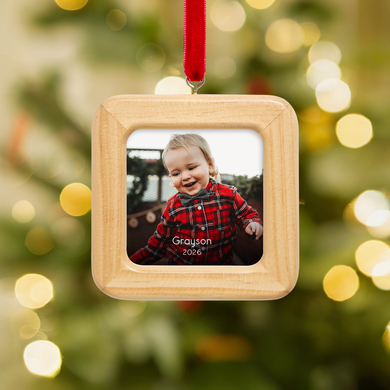 Timeless Wood Photo Frame Ornament