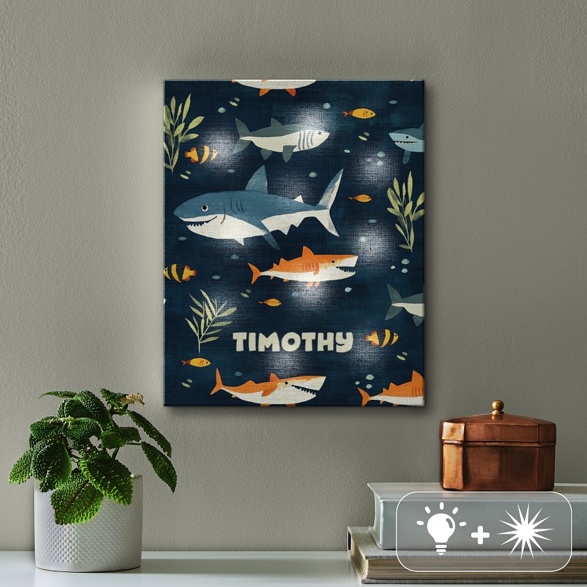 TwinkleBright® LED Sharks Canvas