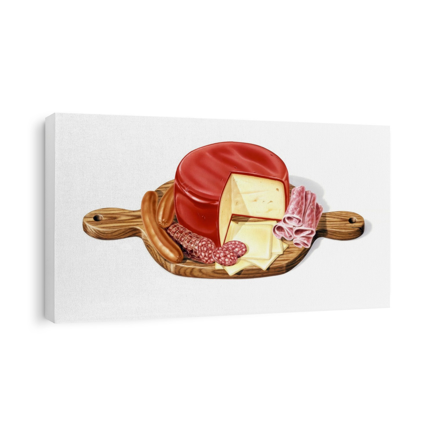 Cheese and meat platter, computer artwork.