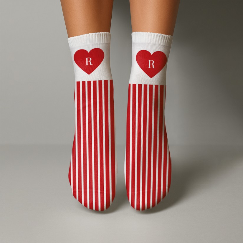 Initial Heart Stripes Socks
