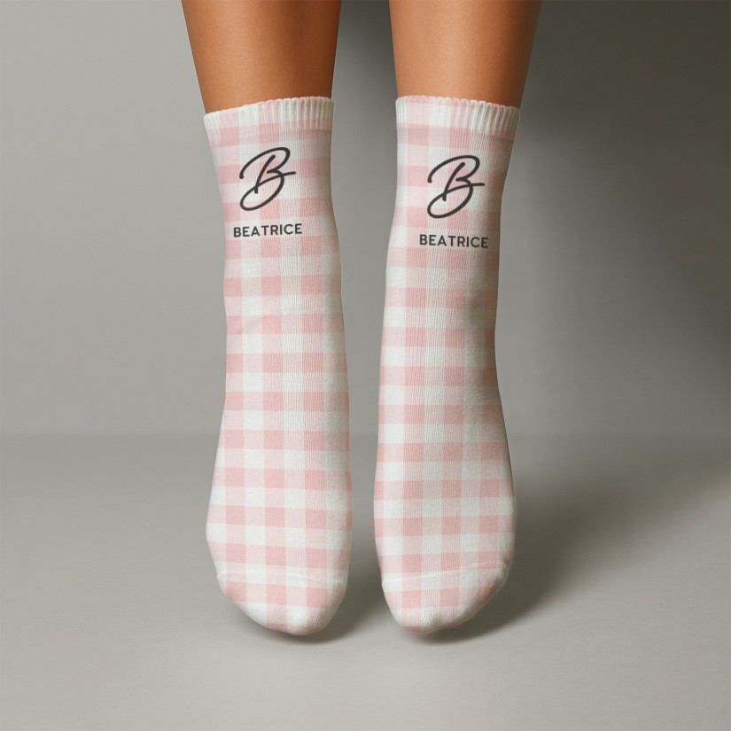 Initial and Name Gingham Socks