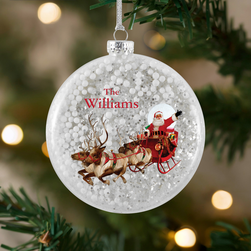 Santa Glitter Glass Ornament | Gifts.com