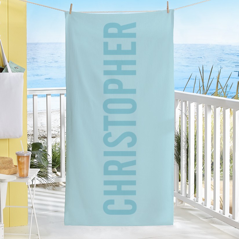 Tonal Bold Name Beach Towel
